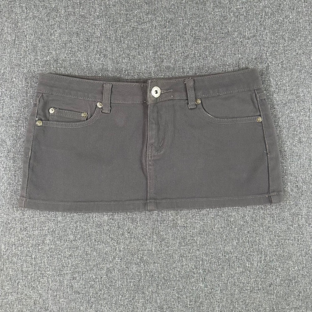 Seditions Womens Gray Denim Micro Mini Skirt Size 7 Low Rise Y2K Skirt